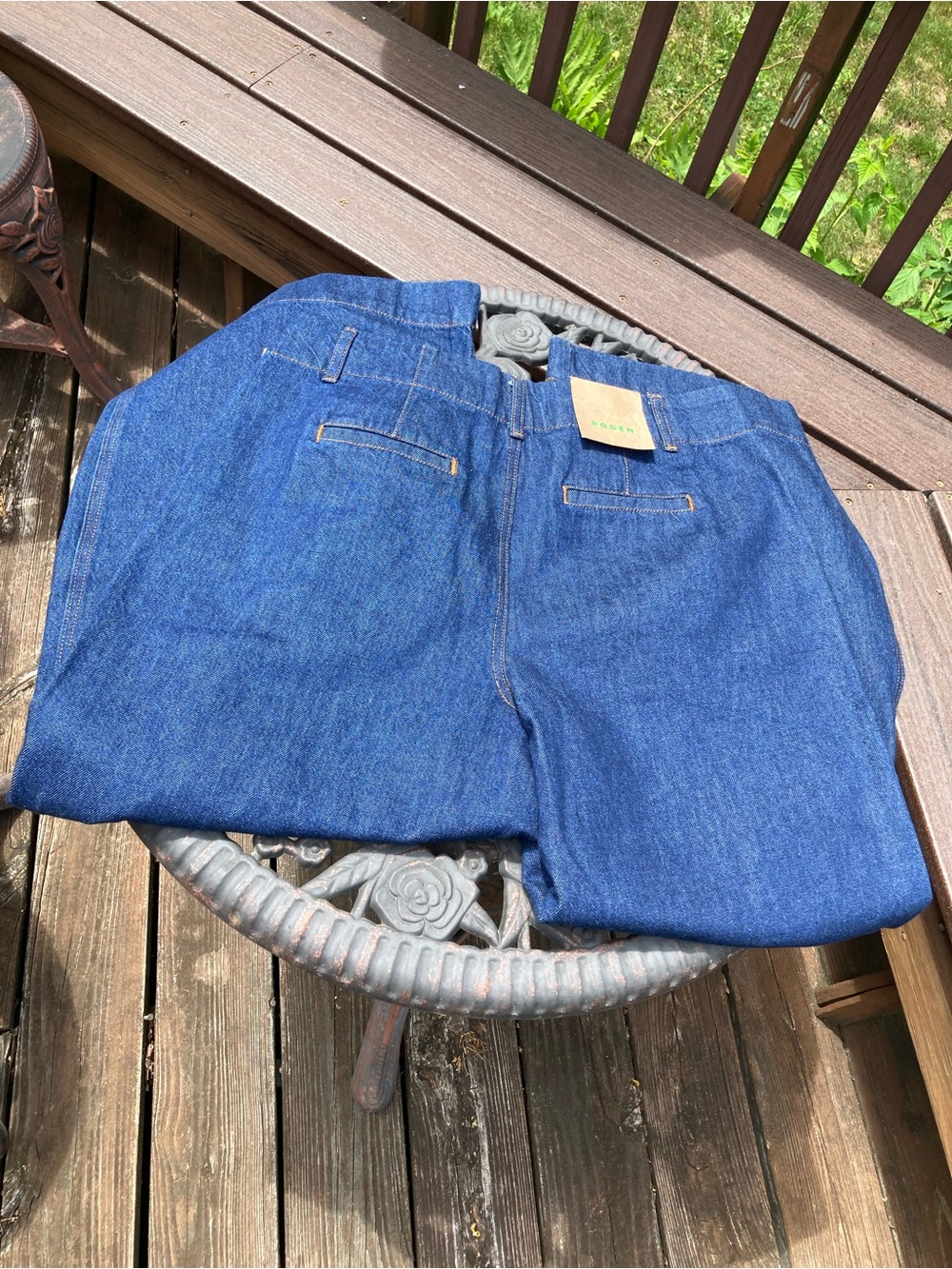 NWT BODEN Stitch Detail Wide Leg Jeans Indigo Dark Wash Size W31P - Picture 13 of 15